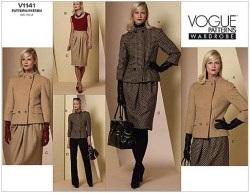 1141 Vogue Lined 2 Breasted Boxy Suit Jacket, Top, Bias Skirt, Pants Pattern 14-20 Uncut